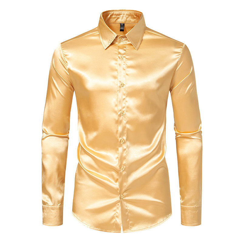 Elegantes Herren-Hemd Satin Glänzend Modern