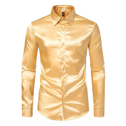 Elegantes Herren-Hemd Satin Glänzend Modern