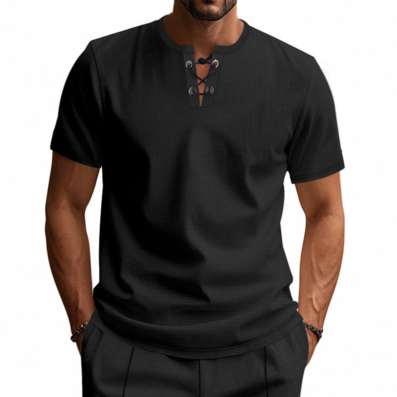 Herren T-Shirt Kurzarm mit Knopfverschluss Modern Style