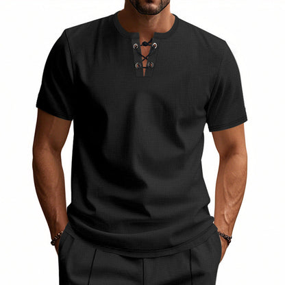 Herren T-Shirt Kurzarm mit Knopfverschluss Modern Style