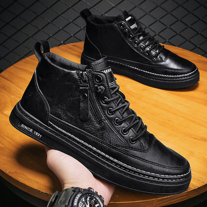 Damen Leder SneakerSchuhe Mit Reißverschluss Bequem