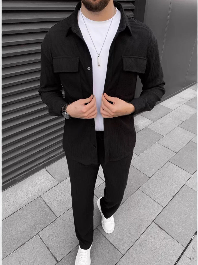 Herren Freizeithose Mit Hemd Modern Style