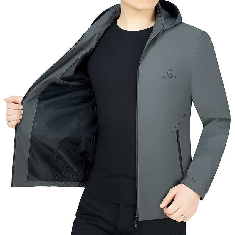 Herren Sportjacke Kapuze Taschen Funktionell Wasserabweisend