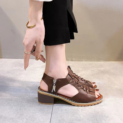 Damen Sandalen mit Absatz Orthopädisch Bequem Spitze