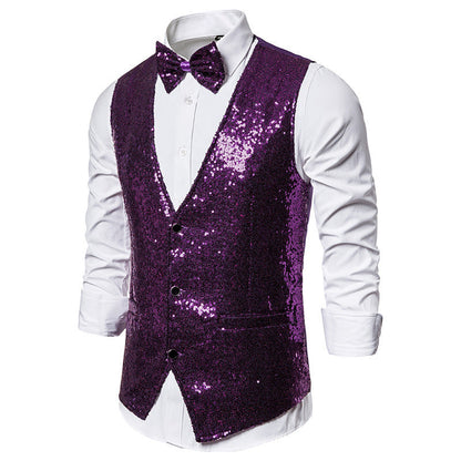Herren Glitzerweste Festlich Mit Fliege Glamour