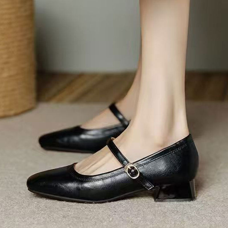 Damen Ballerinas Elegante Riemchen Schuhe Komfort Blockabsatz