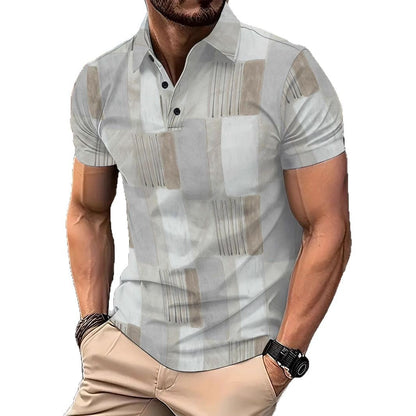 Herren Kurzarmhemd Geometrisch Modern Knopfdetails