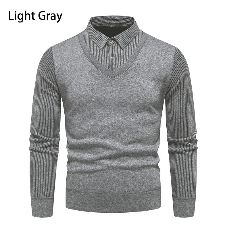 Herren Pullover V-Ausschnitt Modern mit Kragen - BerlinGlamour