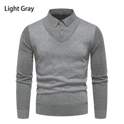 Herren Pullover V-Ausschnitt Modern mit Kragen - BerlinGlamour