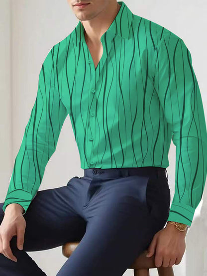Herren Hemden Moderne Streifen Elegant Slim Fit