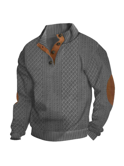 Herren Strickpullover Meliert Knopfleiste Modern