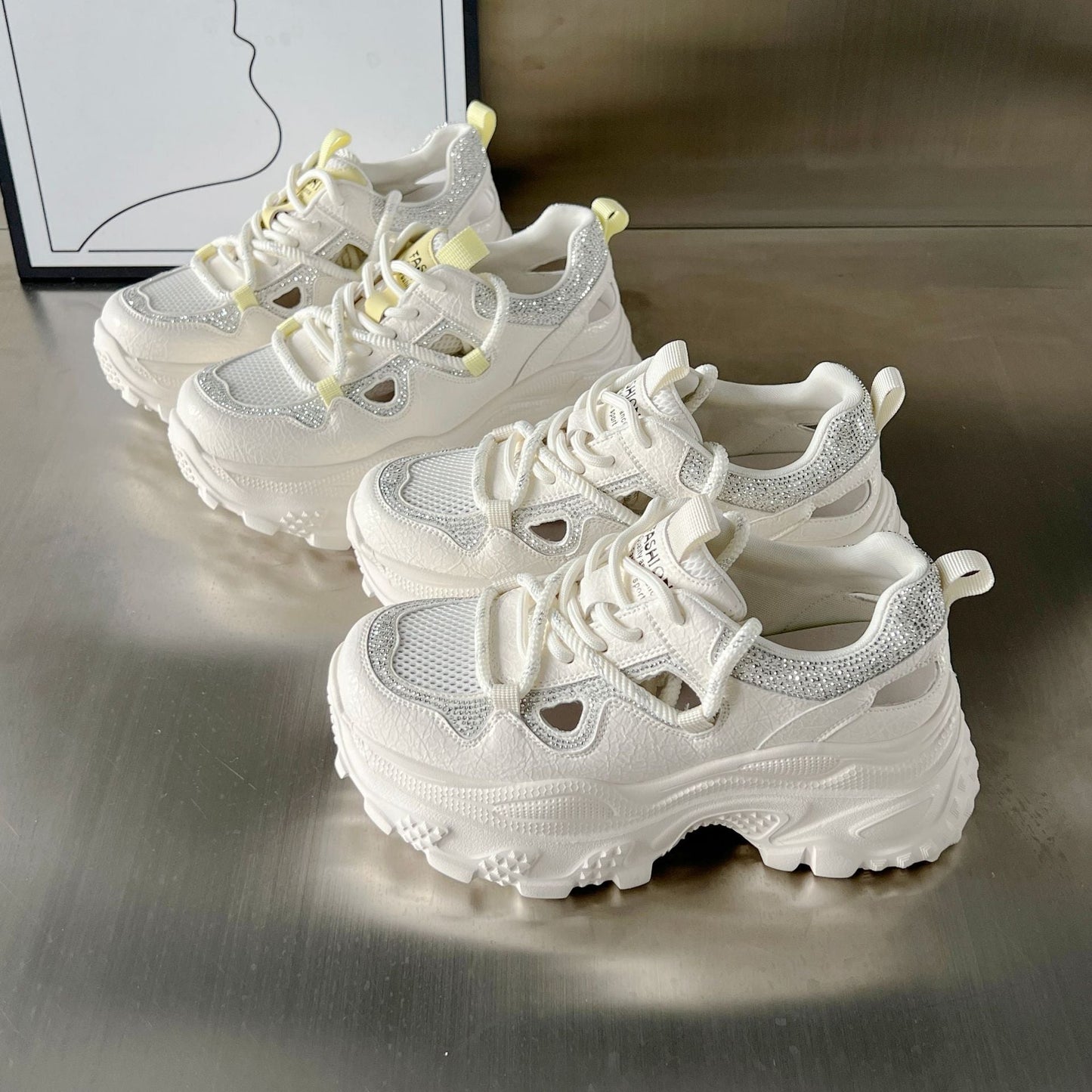 Damen Sneaker Sportlich Chunky Netzdesign Rutschfest
