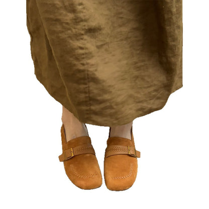 Damen Mokassins Wildleder Elegant Schnalle Details