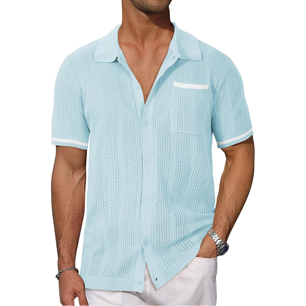 Herren Strickhemd Kurzarm Modern Sommer