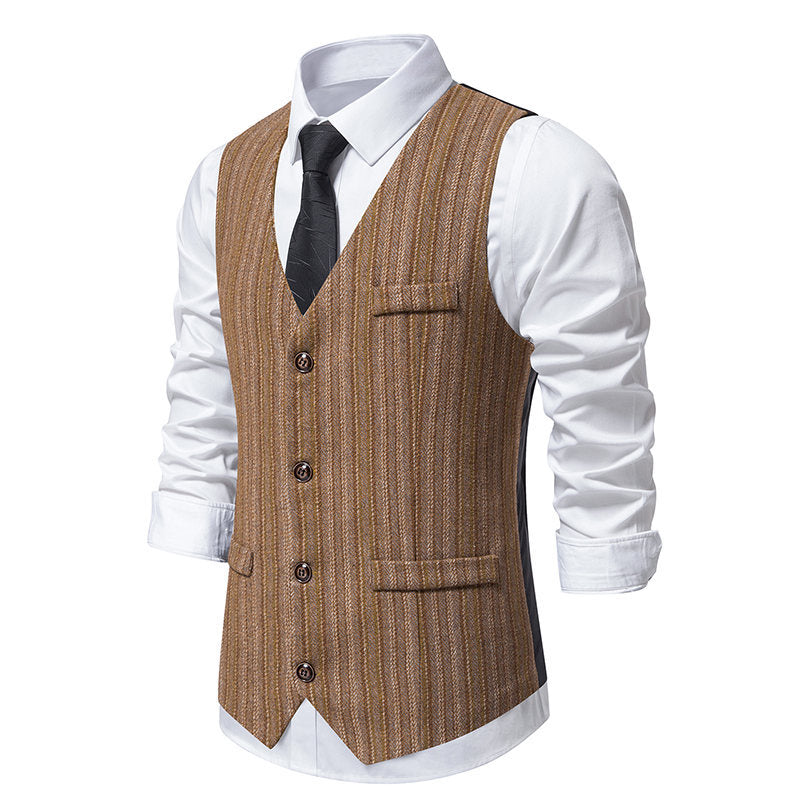 Herren Anzugweste Klassisch Herringbone Muster Elegant