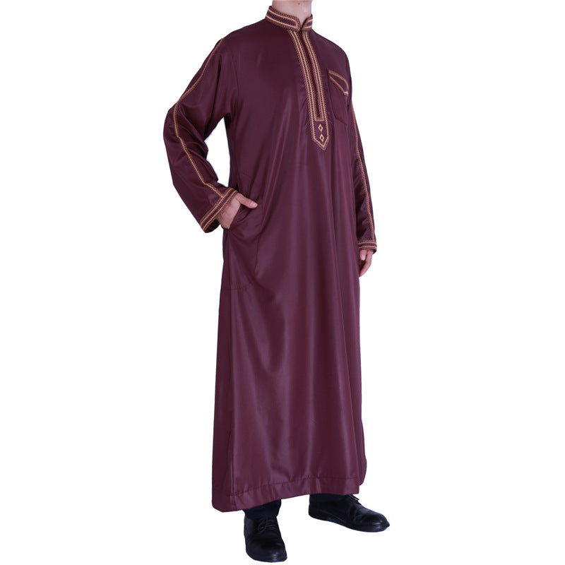 Herren Langmantel Elegant mit Stickerei und Knöpfen