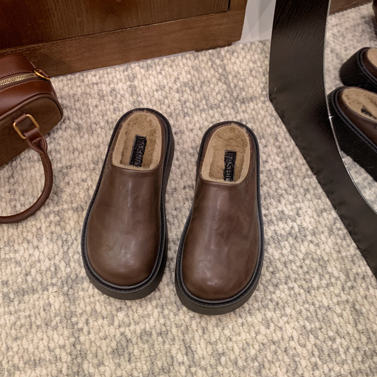 Damen Fleece-Clogs Weich Rutschfest Warm