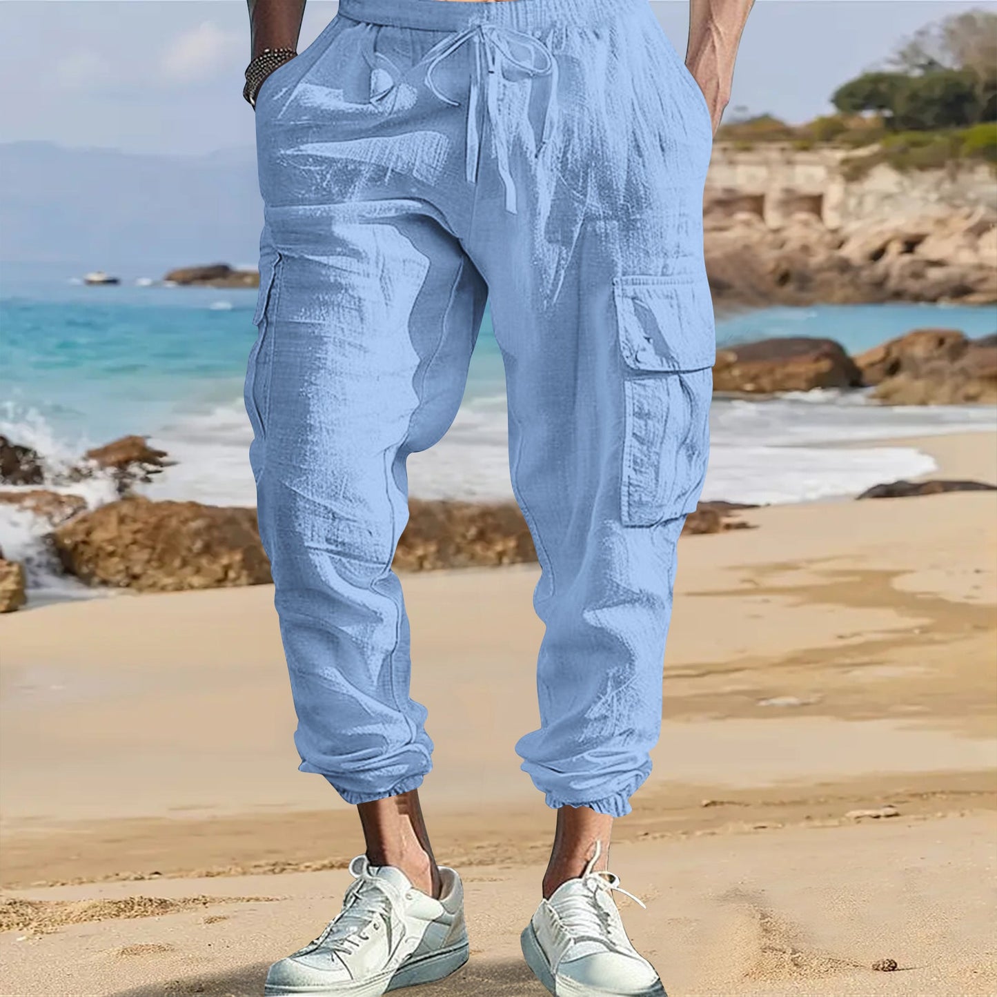 Herren Cargo-Hose Leicht Bequem atmungsaktiv mit Taschen