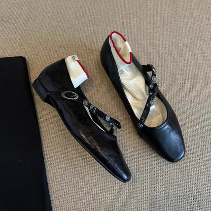 Damen Ballerinas Weich mit Riemen und Innenfutter - BerlinGlamour