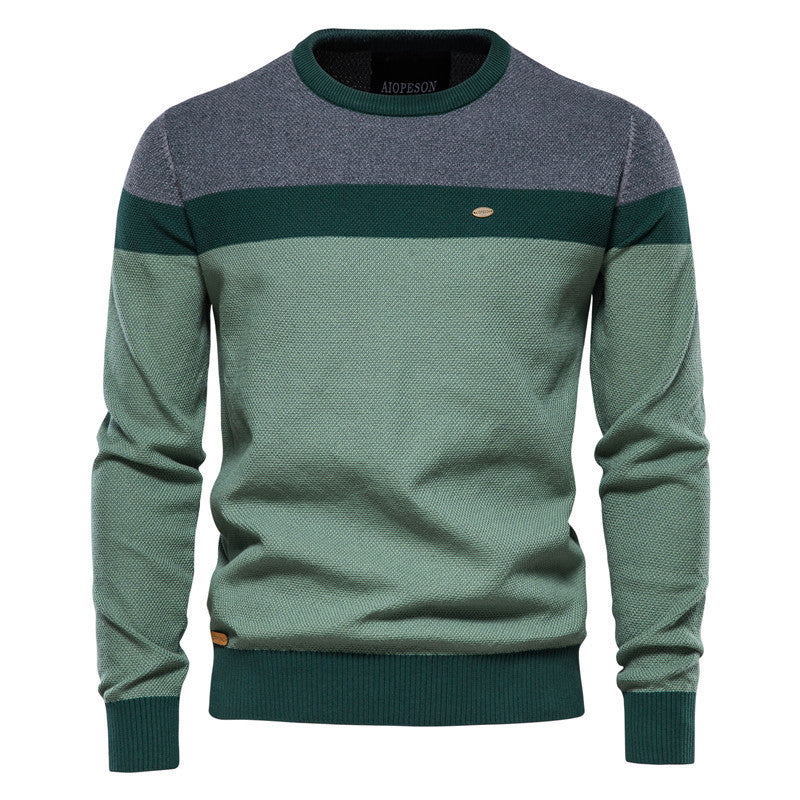 Herren Strickpullover Modern Farbblock Design Fein