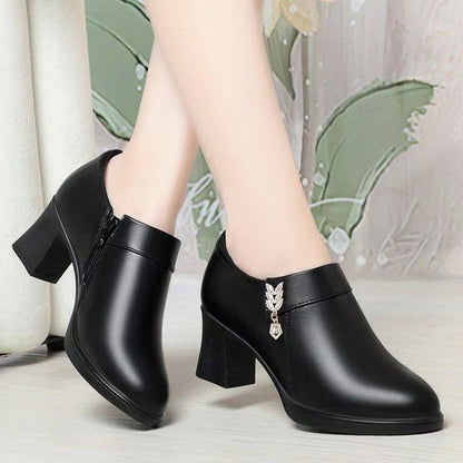 Damen Stiefeletten Elegante Schuhe Braun Lederschaft