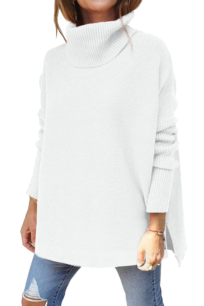 Damen Rollkragenpullover Oversized Großmasche Strick