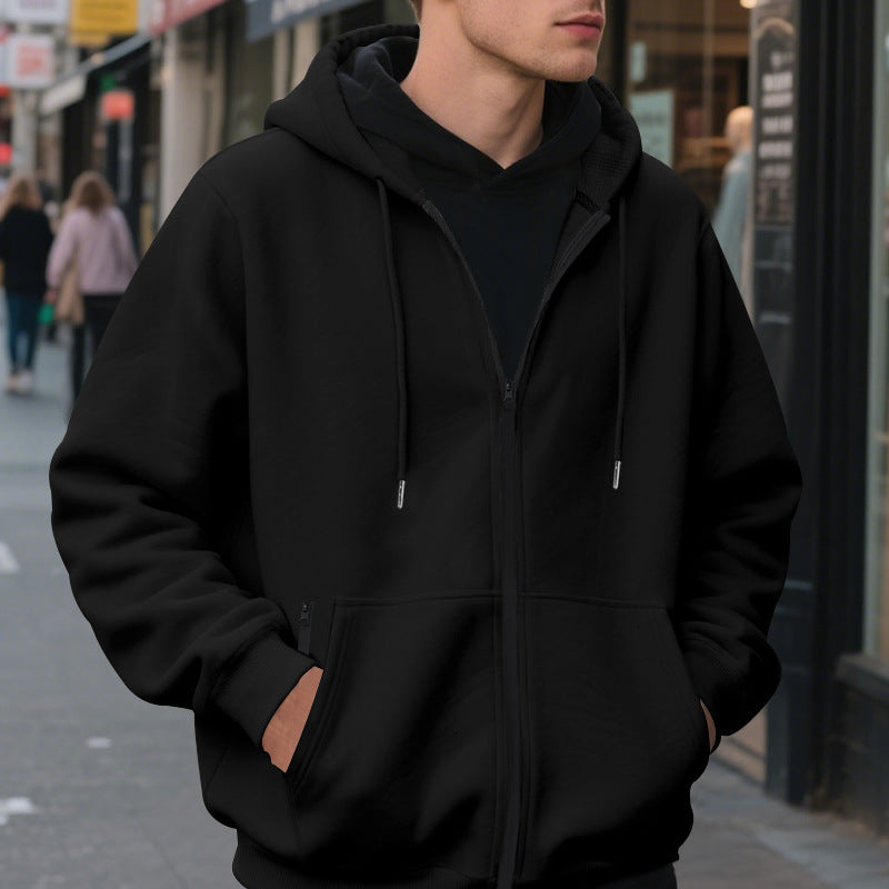 Herren Zip-Hoodie, atmungsaktiver Fleece-Innenausstattung BerlinGlamour, praktische Taschen für den modernen Stadtbummler.