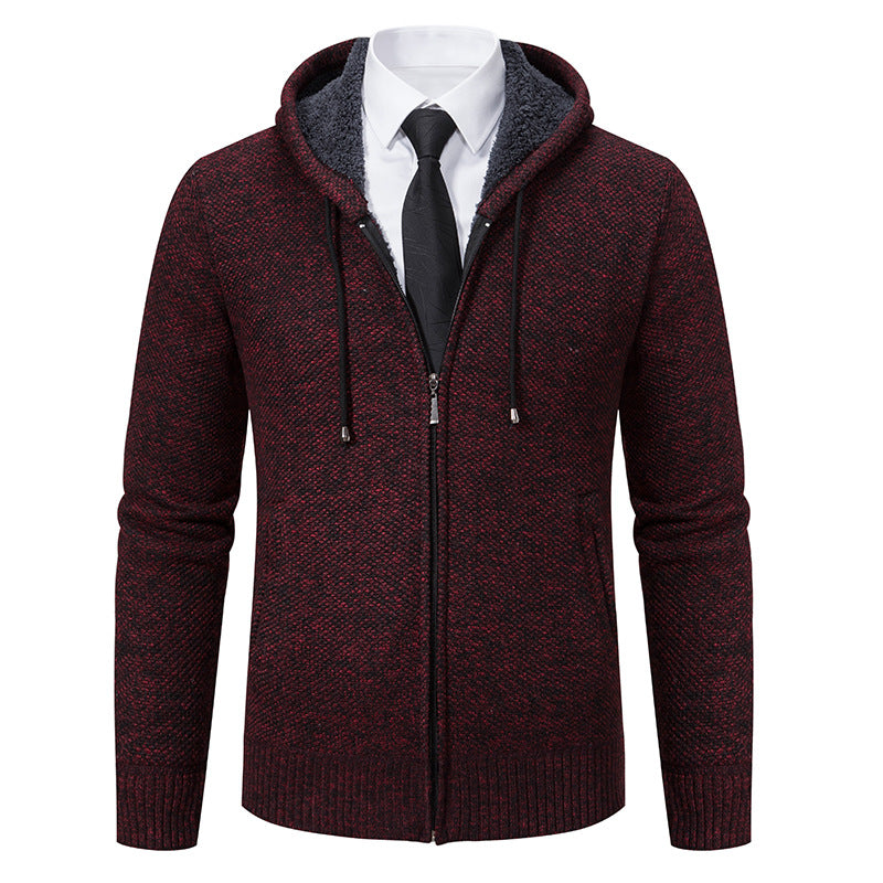 Herren Strickjacke Kapuze Reißverschluss Modern