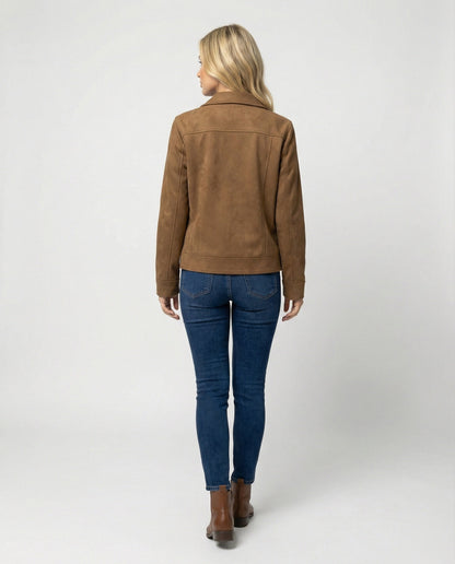 Lederjacke Damen Oversize Velourslederjacke Modern