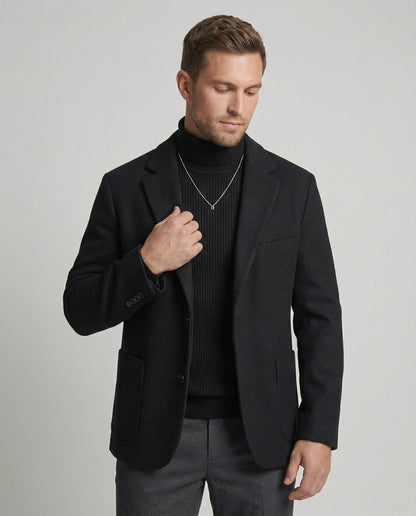 Herren Sakko Wollmix Entspannter Schnitt Eingrifftaschen - BerlinGlamour