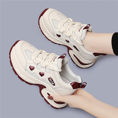 Damen Sneaker Sportlich Chunky mit Herz-Details