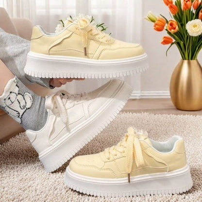 Damen Sneaker Dicke Sohle Atmungsaktiv Sportlich