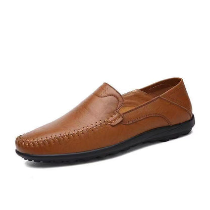 Herren Mokassins Leder Weich Elegant Schwarz