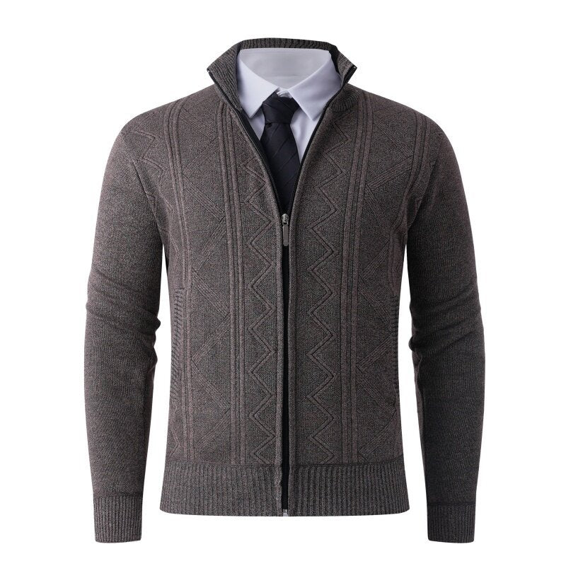 Herren Strickjacke Modern Elegant mit Reißverschluss