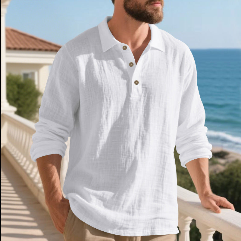 Herren Langarmhemd Modern mit Knöpfen und Texturstoff