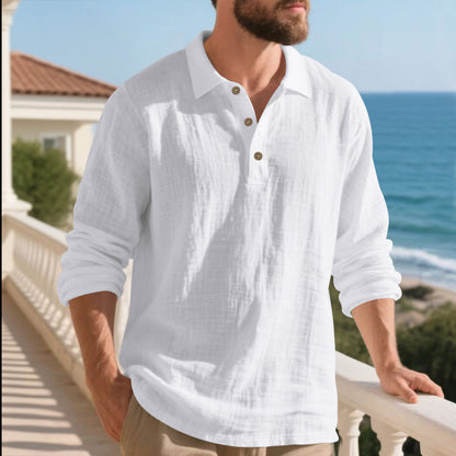 Herren Langarmhemd Modern mit Knöpfen und Texturstoff