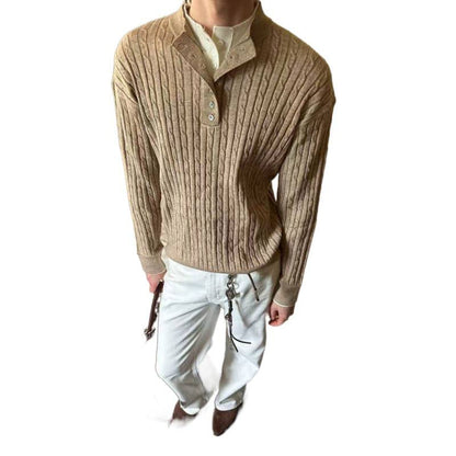Herren Pullover Feinstrick Modern mit Knöpfen Eleganz