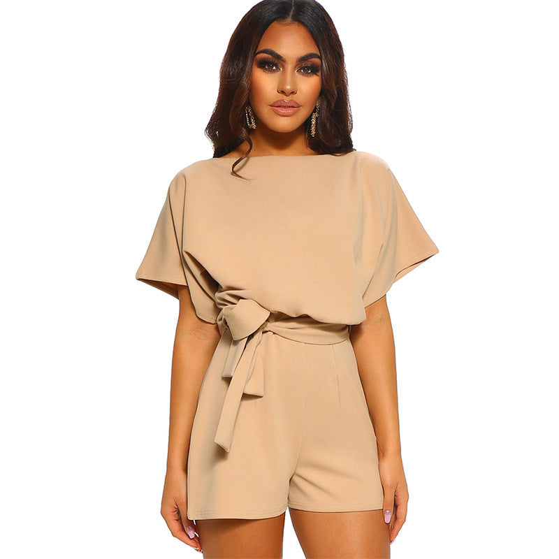 Damen Jumpsuit Einteiler mit Lässigem Schnitt und Gürtel