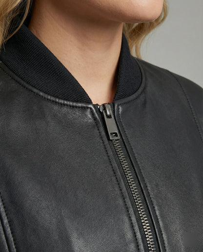 Lederjacke Damen Übergröße Kurz Stehkragen Mit Reißverschluss