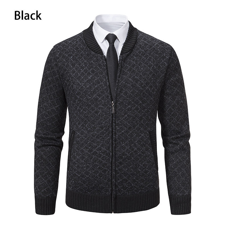 Herren Strickjacke Modern Zopfmuster Reißverschluss