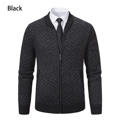 Herren Strickjacke Modern Zopfmuster Reißverschluss