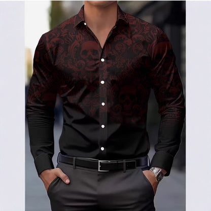 Herren Hemd mit Totenkopf Design Schwarz Cool