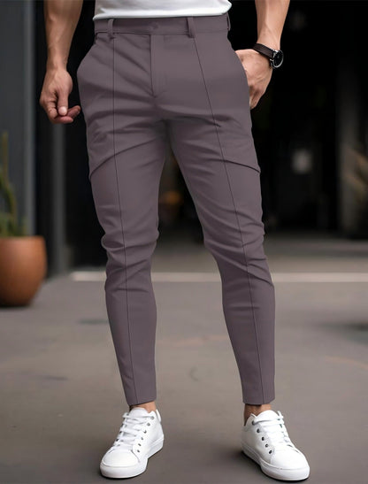 Herren Slim Fit Chino Hose Mit Taschen Elegant