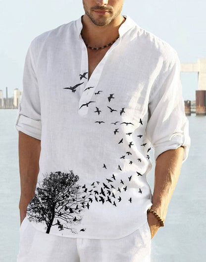 Herren Leinenhemd mit trendigem Druck Berlin Style