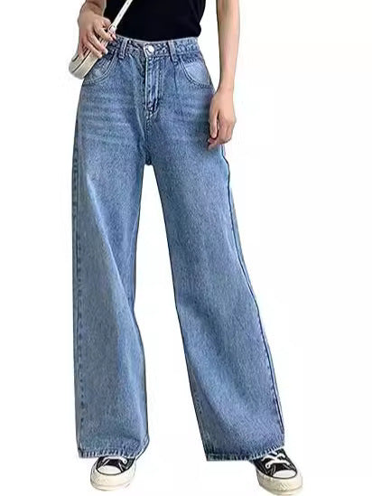 Damen High-Waist Jeans Bequem Mit Taschen