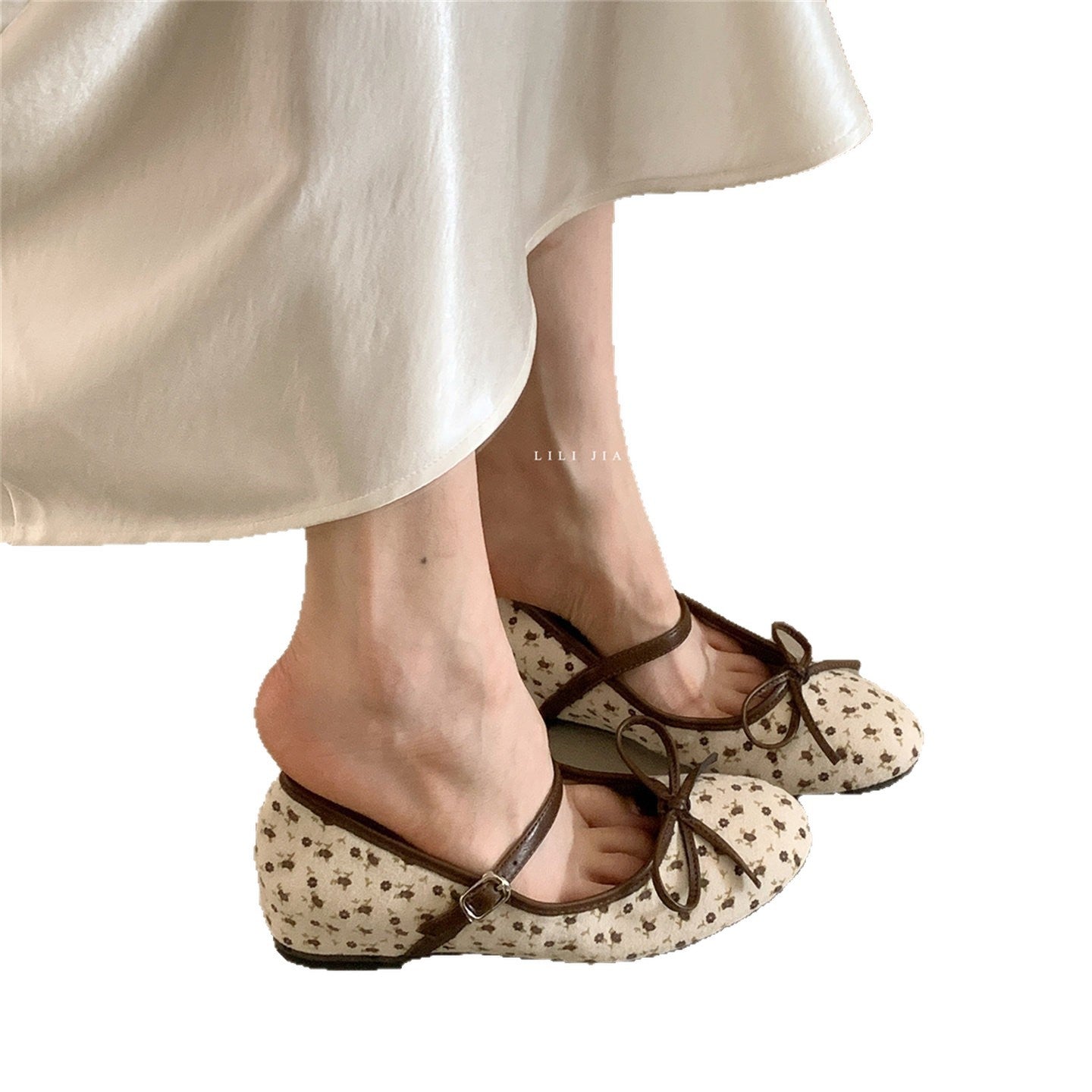 Damen Ballerinas mit verstellbarem Riemen und Schleife Bequem Chic