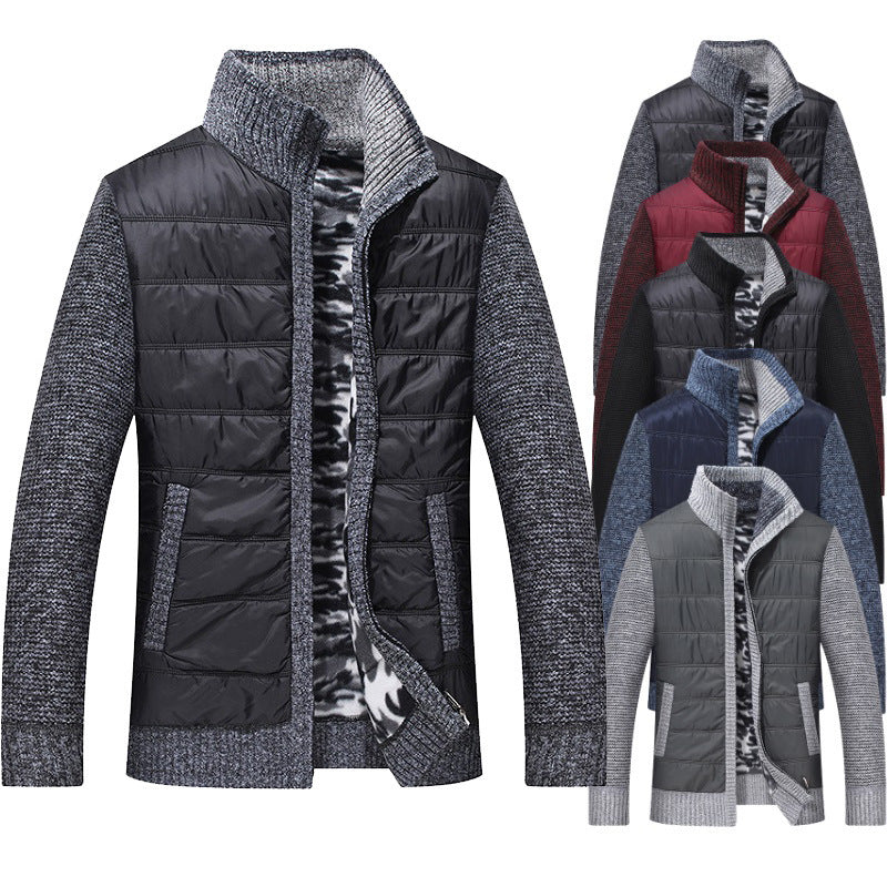 Herren Steppjacke Warm Gefüttert Kragenhoher Wintermantel