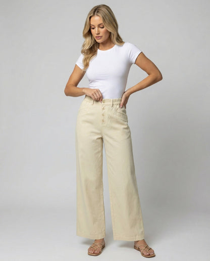 Damen Leinenhose Weite Bequem Sommer