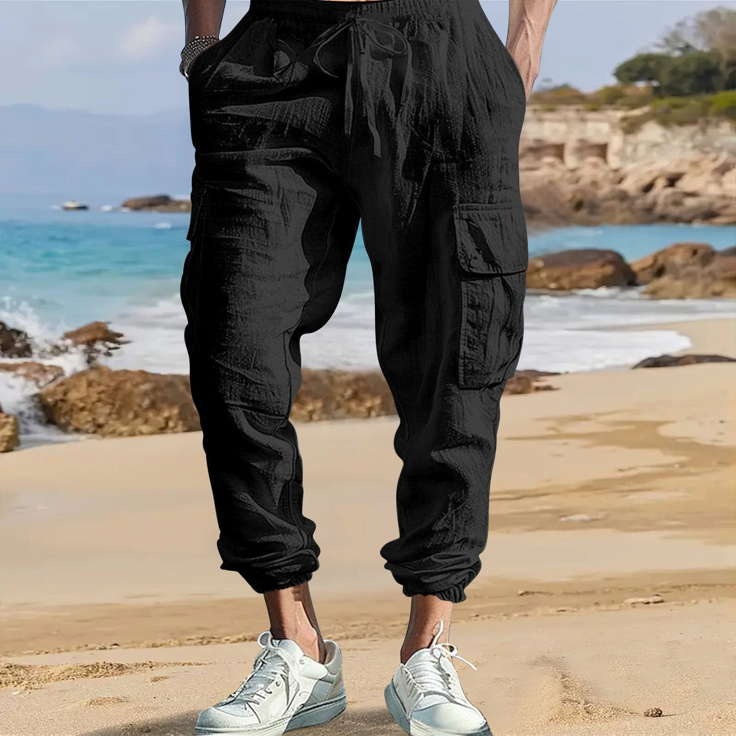 Herren Cargo-Hose Leicht Bequem atmungsaktiv mit Taschen