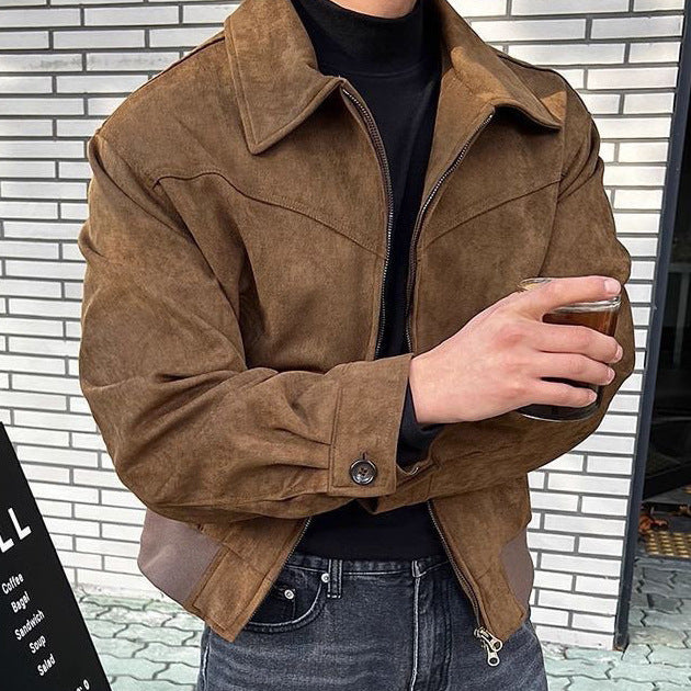 Herren Lederjacke Übergangsjacke Soft Schwarz Reißverschluss